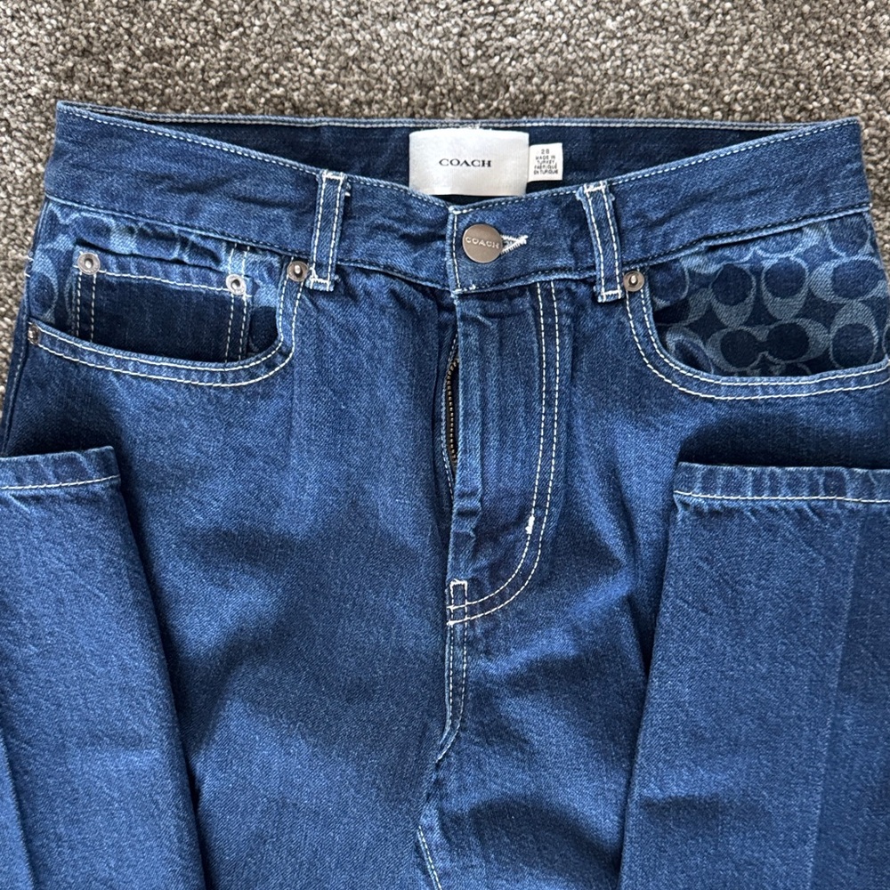 💙😍Coach Dark Blue Straight Leg Jeans 👖 unisex size28 - Picture 5 of 16
